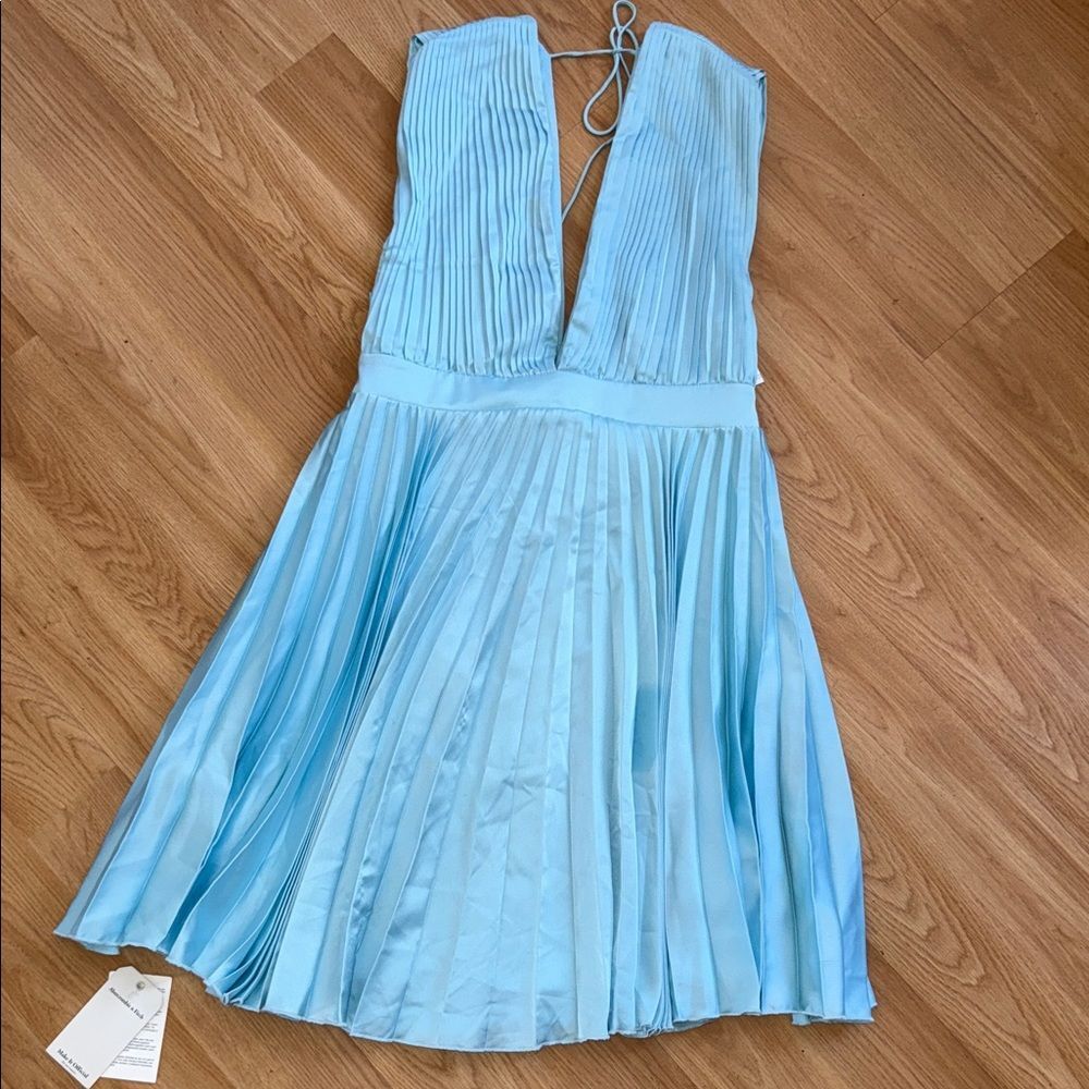 Abercrombie & Fitch Light Blue Pleated Backless Dress